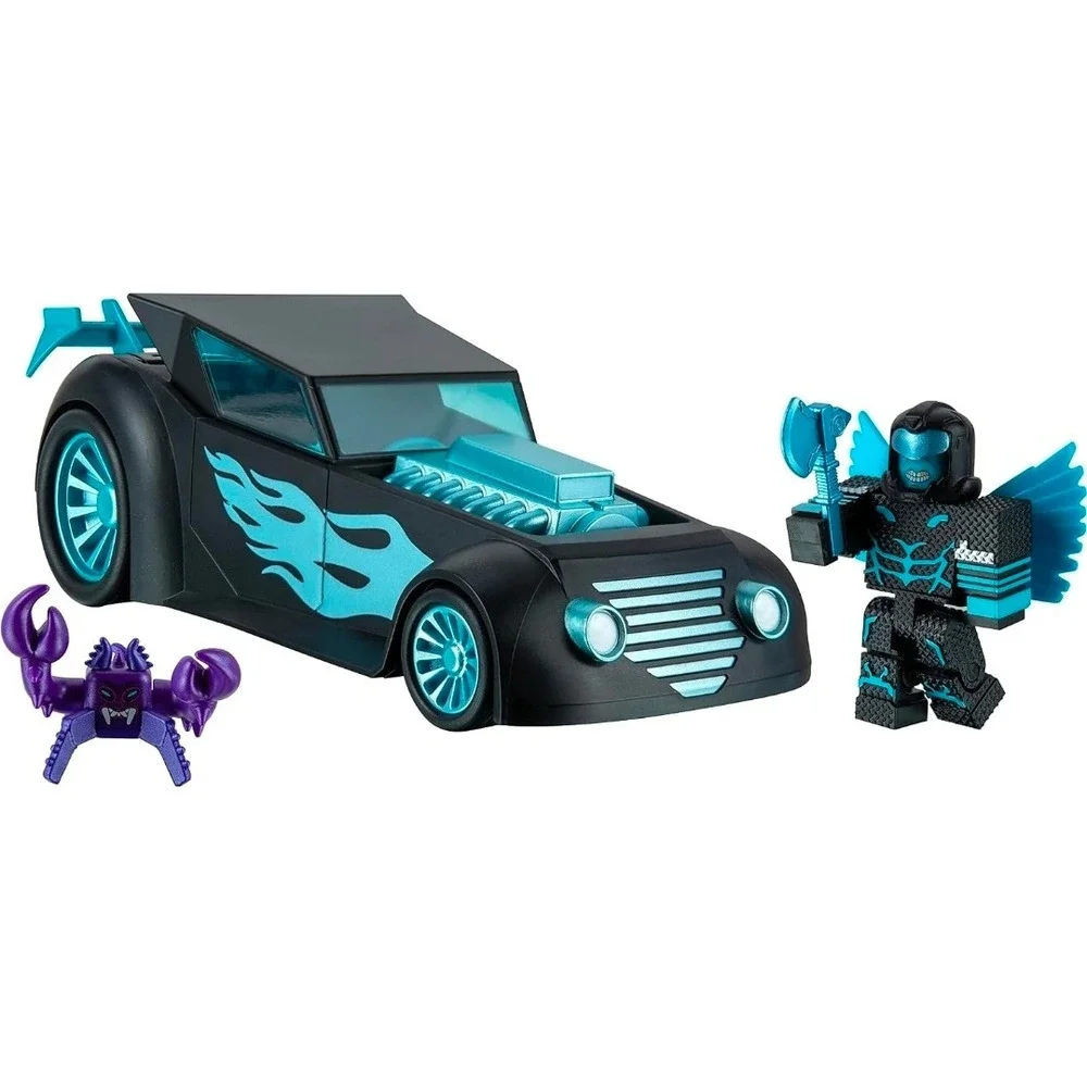 Roblox Jailbreak Celestial Car Vehicle Set with Winged Figure and Purple Monster